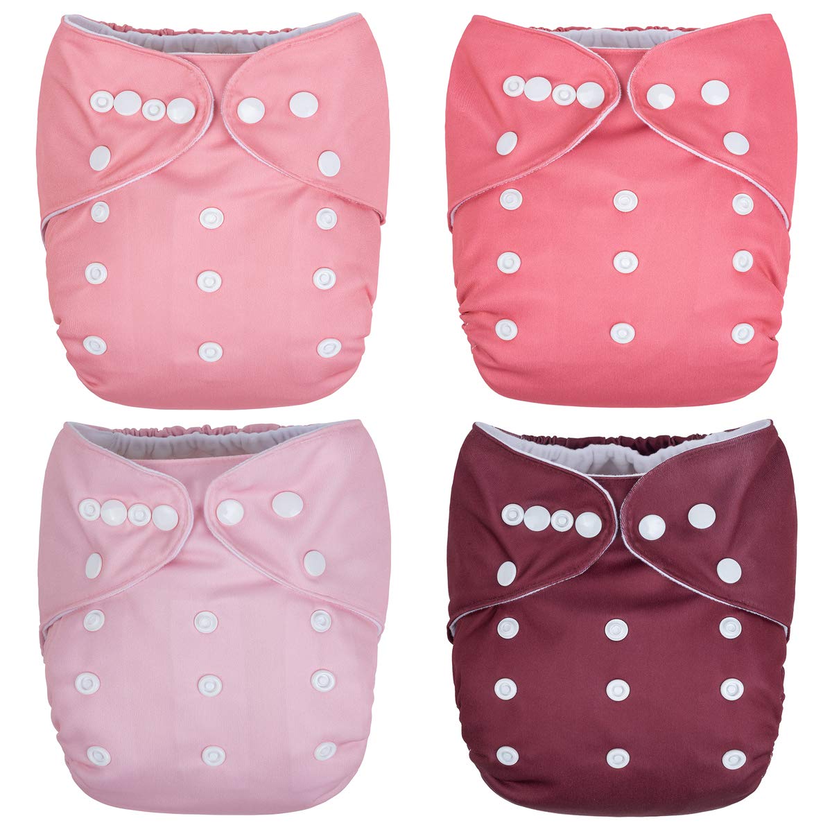 Nora's Nursery Cloth Pocket Diapers 4 Pack with 4 Inserts - Waterproof Cover, Washable, Reusable & One Size Adjustable Pocket Diapers for Newborns and Toddlers - Mama Bear