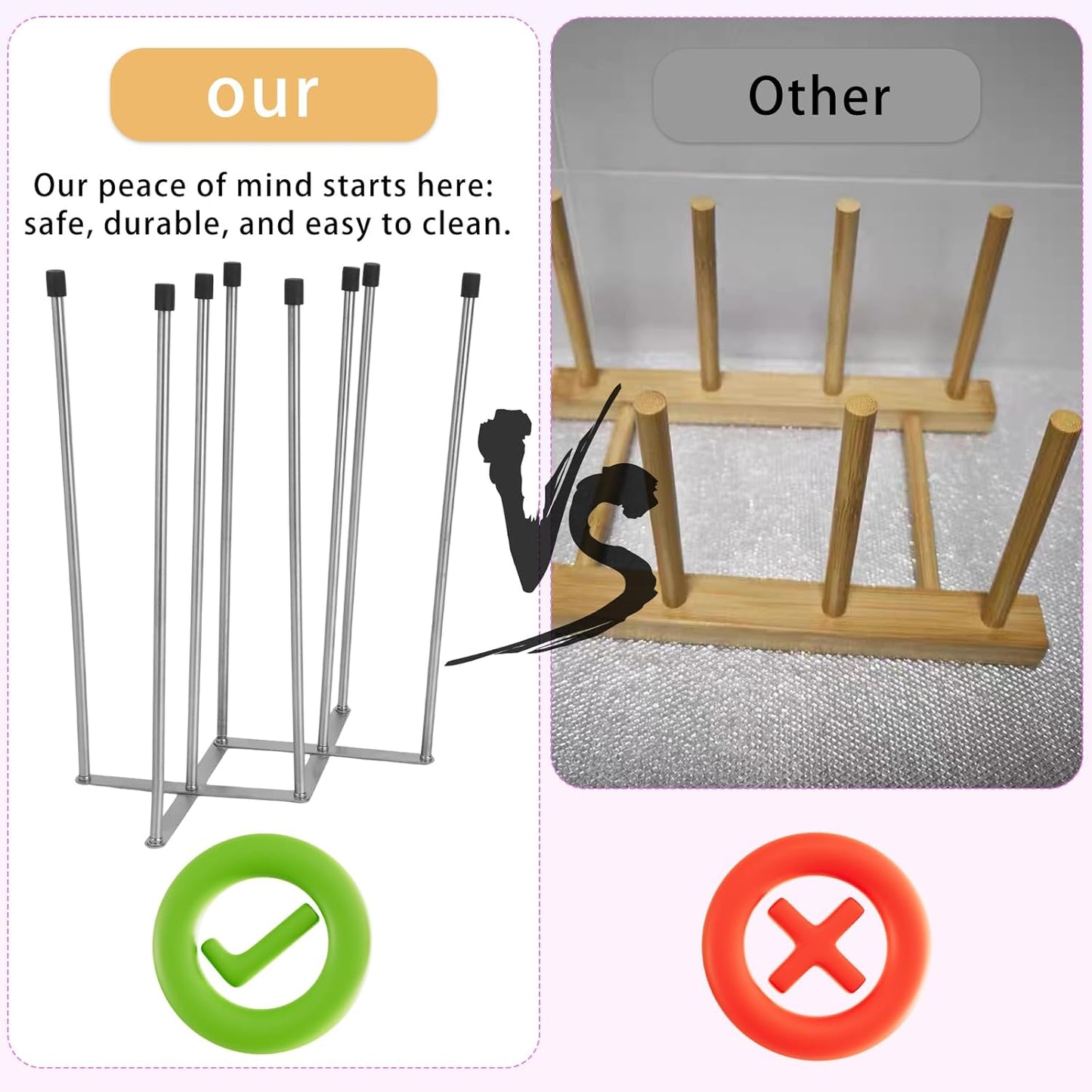 Foldable Bottle Drying Rack, Baby Newborn Extendable Water Bottle Drying Holder Fast Cup Dryer with Non-Slip Silicone Bottom Storage Bag Drainer Rack for Kitchen Home Organizer