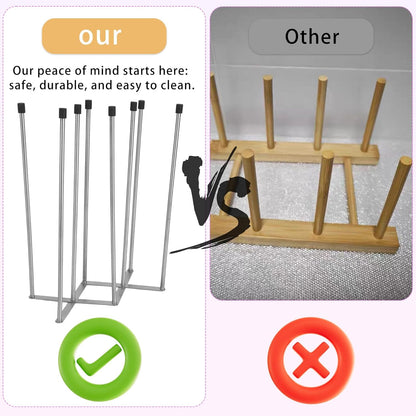 Foldable Bottle Drying Rack, Baby Newborn Extendable Water Bottle Drying Holder Fast Cup Dryer with Non-Slip Silicone Bottom Storage Bag Drainer Rack for Kitchen Home Organizer