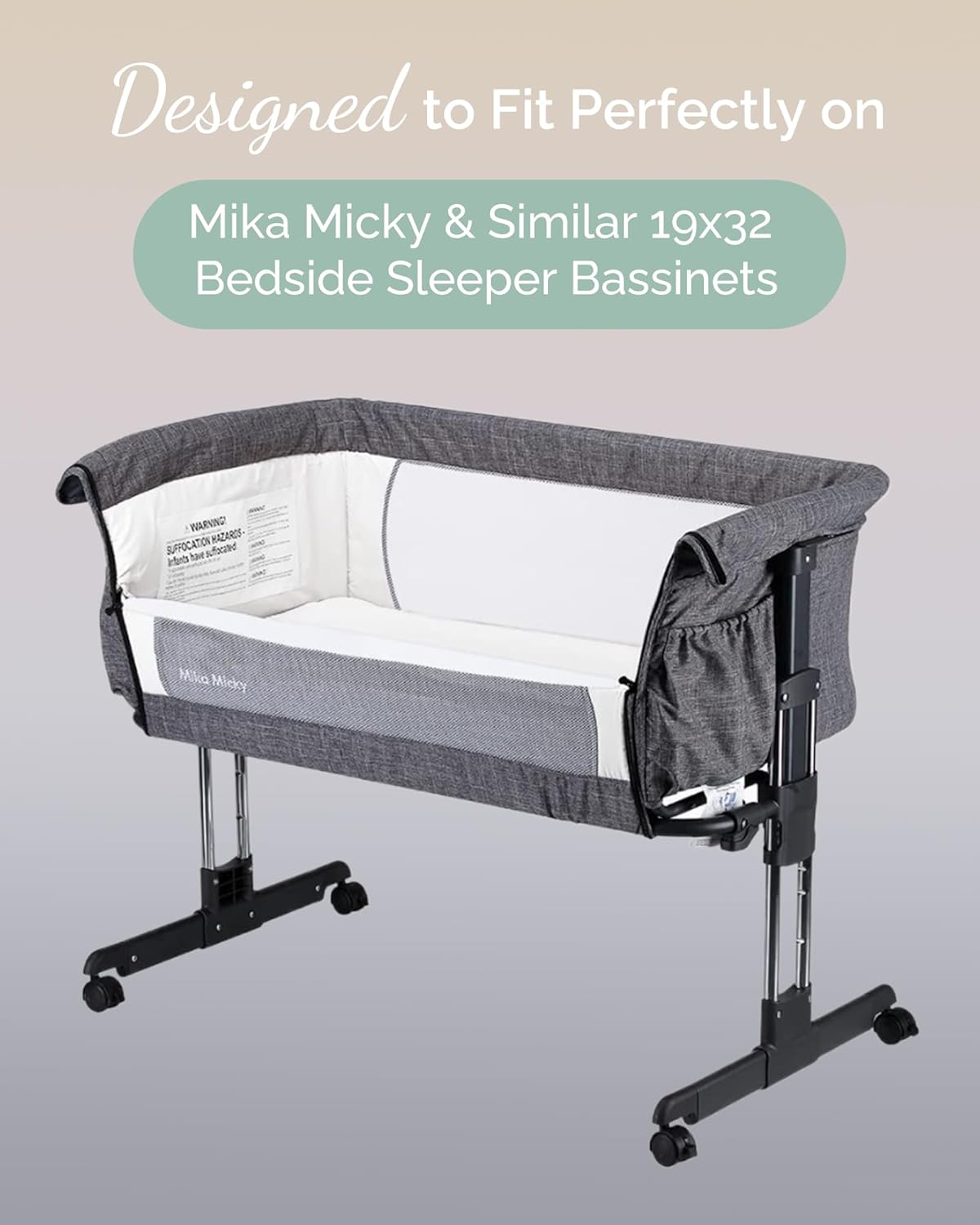 Bassinet Sheets Compatible with Baby Delight Beside Me Dreamer Bassinet, 33x20 for Baby Bedside Sleeper - Buttery Soft, Premium Stretchy Jersey Knit Sheets - Sky + Sage + Cloud, 3 Pack