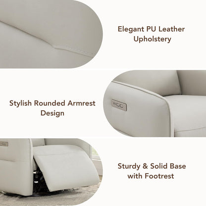 CHITA Power Recliner Chair, Faux Leather Swivel Glider for Adults, Electric Nursery Rocking Chair with USB & Type-C Charging for Living Room, Bedroom, Chocolate Brown