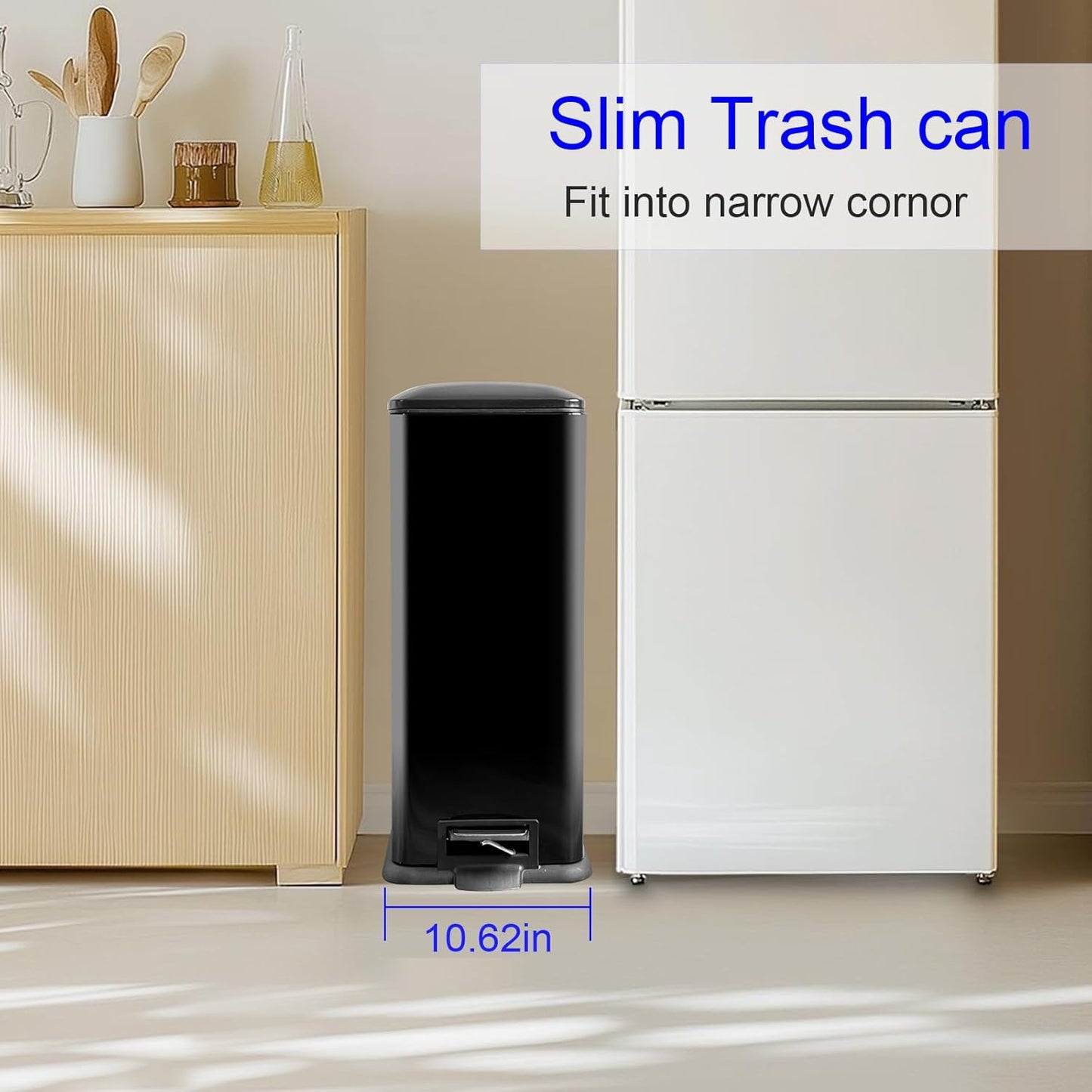 Diaper Pail, Airtight Odor Control Baby Diaper Bin with Childproof Lock, Stainless Steel Garbage Pail with lid, 15 Liter/ 4 Gallon Compact Nursery Trash Can with Removal Inner Liner, Blue