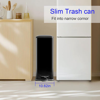 Diaper Pail, Airtight Odor Control Baby Diaper Bin with Childproof Lock, Stainless Steel Garbage Pail with lid, 15 Liter/ 4 Gallon Compact Nursery Trash Can with Removal Inner Liner, Blue