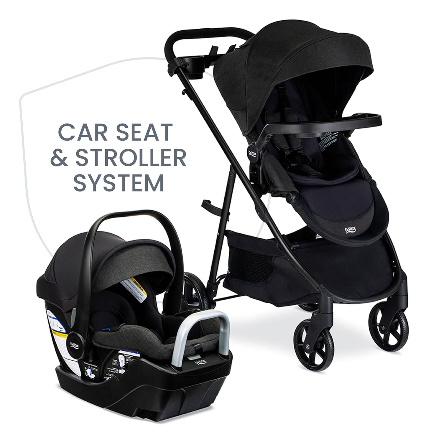 Britax Brook+ Modular Baby Stroller, Ultra-Lightweight Infant and Toddler Stroller with SafeWash Insert and 4 Ways to Stroll, Graphite Onyx