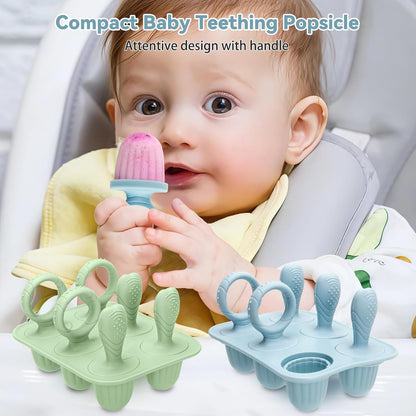 Silicone Toddlers Popsicle Molds with Sticks, 2Packs Mini Popsicles Molds for Baby Breastmilk Popsicle Molds for Teething Relief, Frozen Treats Maker Popsicle Maker Ice Pop Mold for Babies Kids