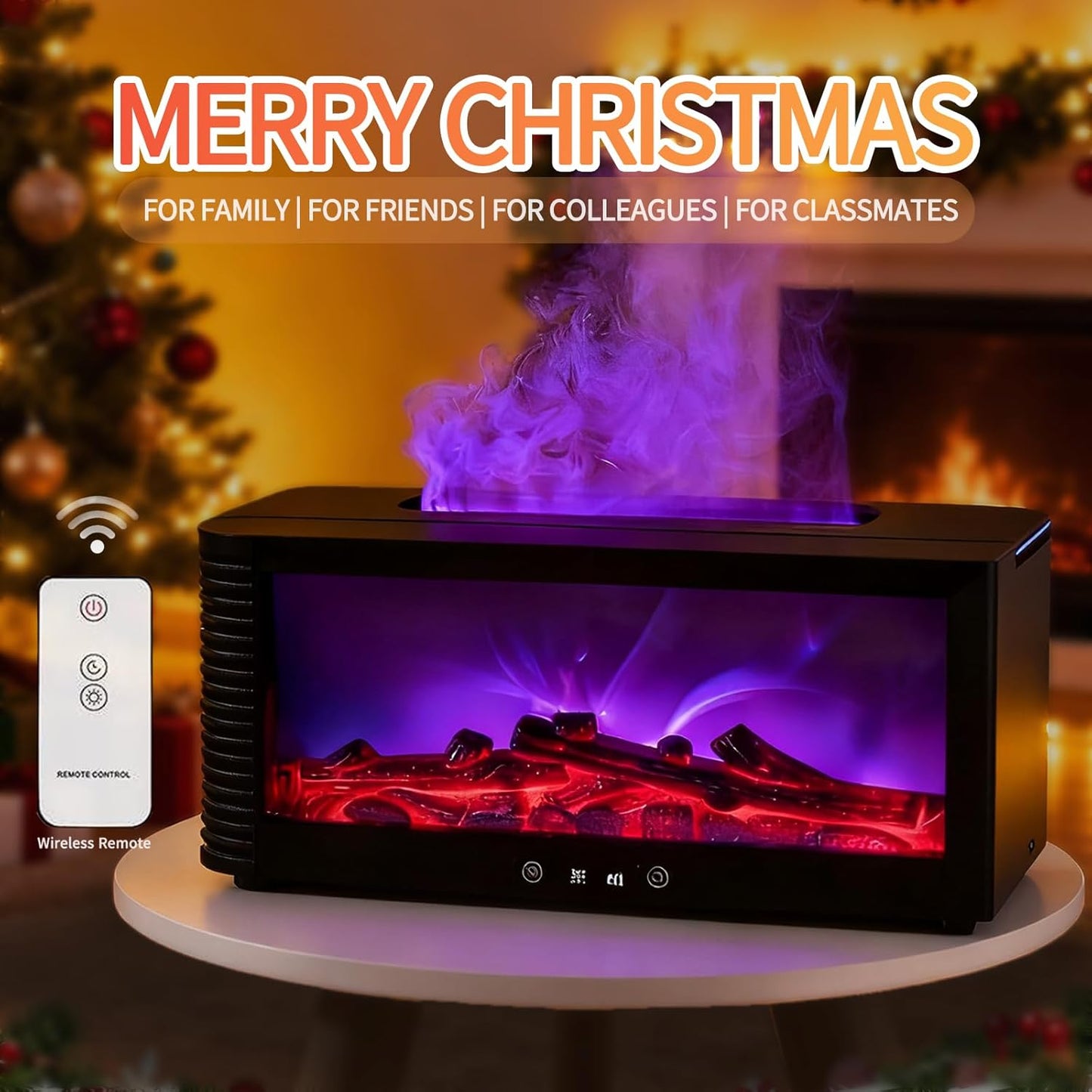 Flame Effect Essential Oil Diffuser, Ultrasonic Aromatherapy Humidifier with 9 Color LED Lights & Timer, Fireplace-Style Cool Mist Air Diffuser for Home Bedroom Office Yoga