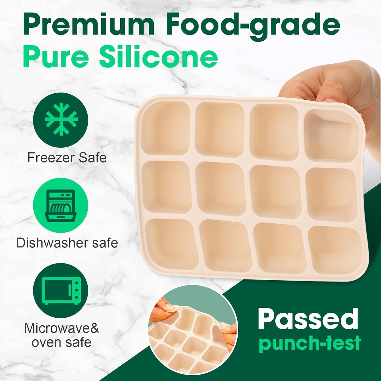 Mimorou 3 Pack Baby Food Freezer Tray with Lids 2.8 oz x 12 Cups Silicone Baby Food Storage Container Ice Cube Freezer Molds for Homemade Vegetable Fruit Purees Snack(12 Cups,White, Yellow, Brown)