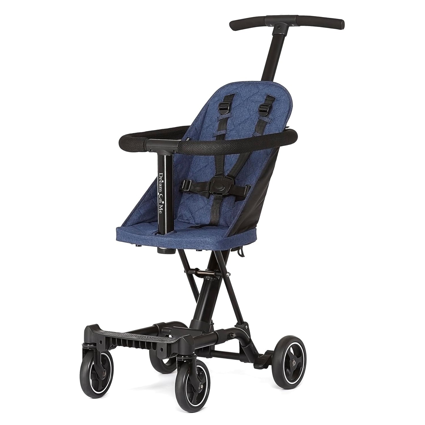 Dream On Me Coast Rider Travel Stroller, Lightweight & Compact Baby Stroller, Theme Park Approved, Book-Folding Design, Adjustable Handle, Soft-Ride Wheels, Converts to Rider & Scooter - Black