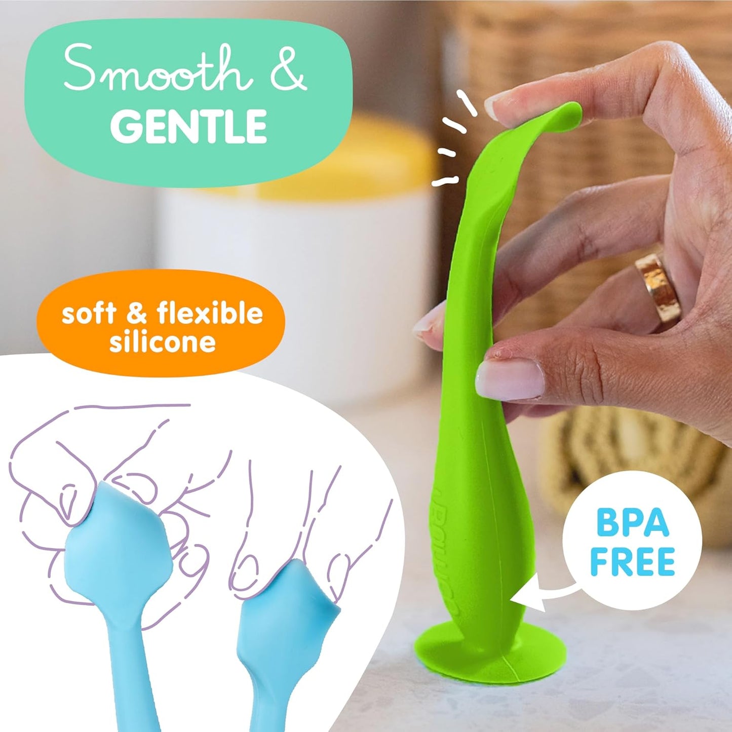 Bumco Diaper Cream Spatula (2-Pack) - BPA-Free Diaper Bag Essentials, Soft & Flexible Butt Spatula Baby, Mom-Invented Butt Paste Spatula, Diaper Cream Applicator, Bumco Baby Bum Brush, Diaper Spatula