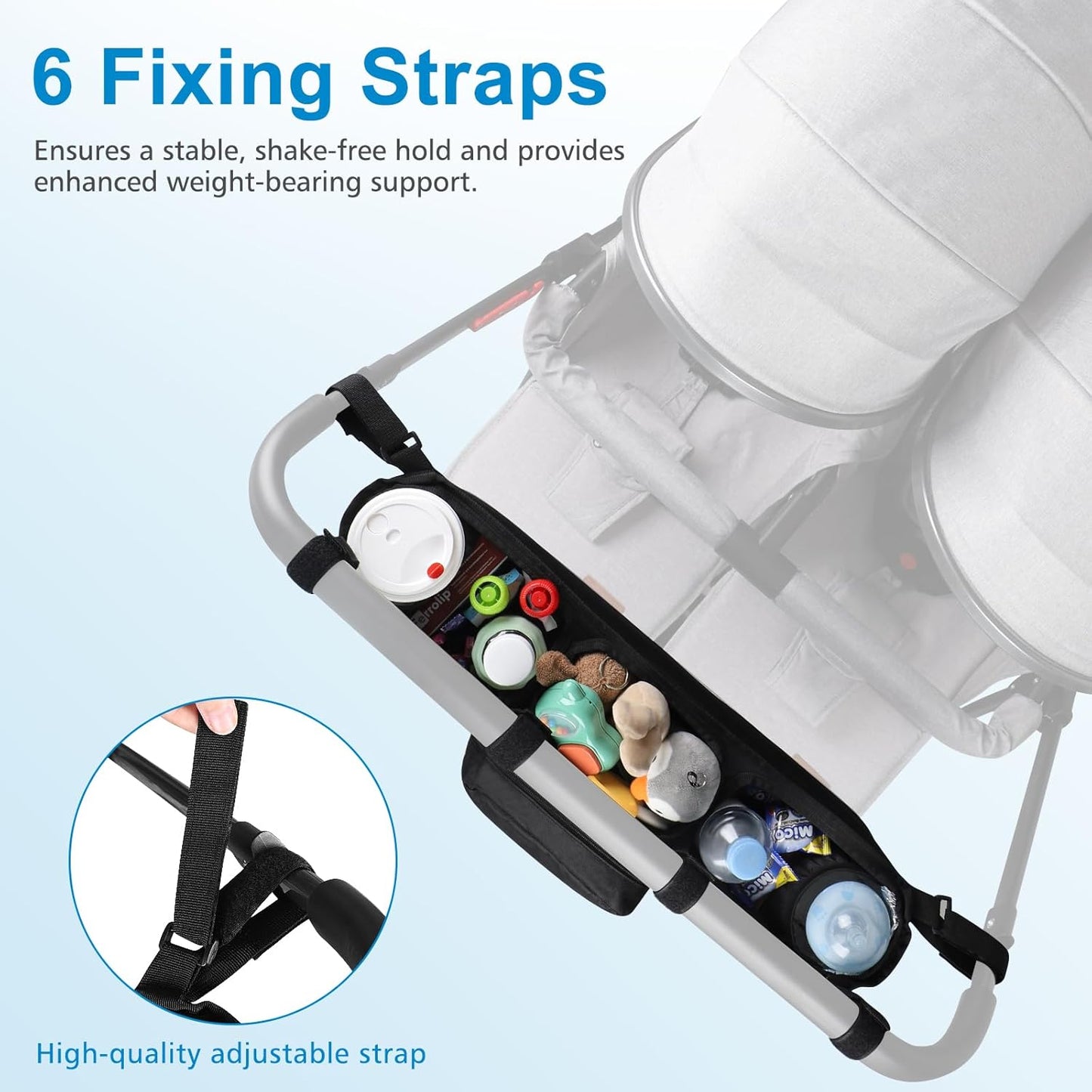 Accmor Double Stroller Organizer for Bob Duallie and Baby Jogger City Mini GT2, Double Baby Stroller Caddy Bag Organizer Accessories
