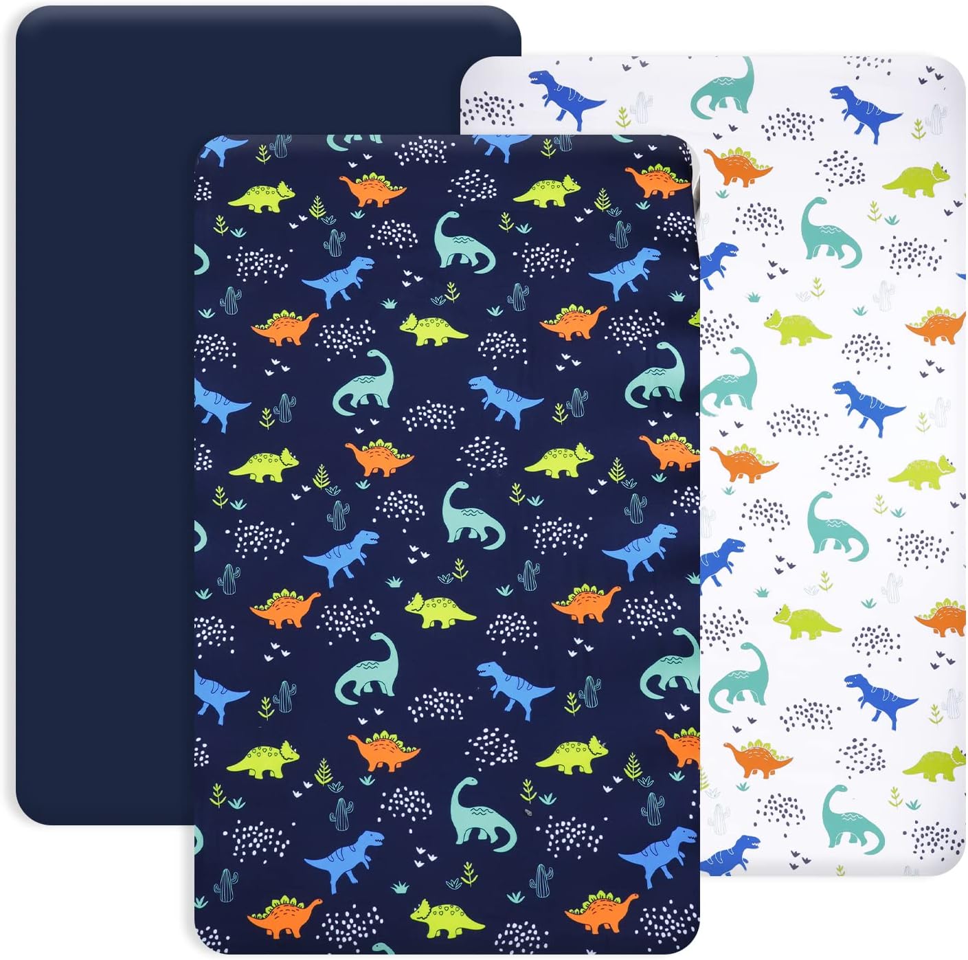 PHF 3 Pack Soft Mini Crib Sheets, Floral & Animal Pack N Play Sheets for Baby Boys Girls, No Slip Universal Fit for Pack N Play, Playard, Portable and Mini Crib Mattresses,Floral & Animal