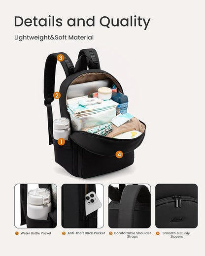 LOVEVOOK Diaper Bag Backpack, Large Puffy Baby Bag with Changing Pad Insulated Pockets Stroller Straps, Waterproof Diaper Backpacks for Mom Dad, Ivory