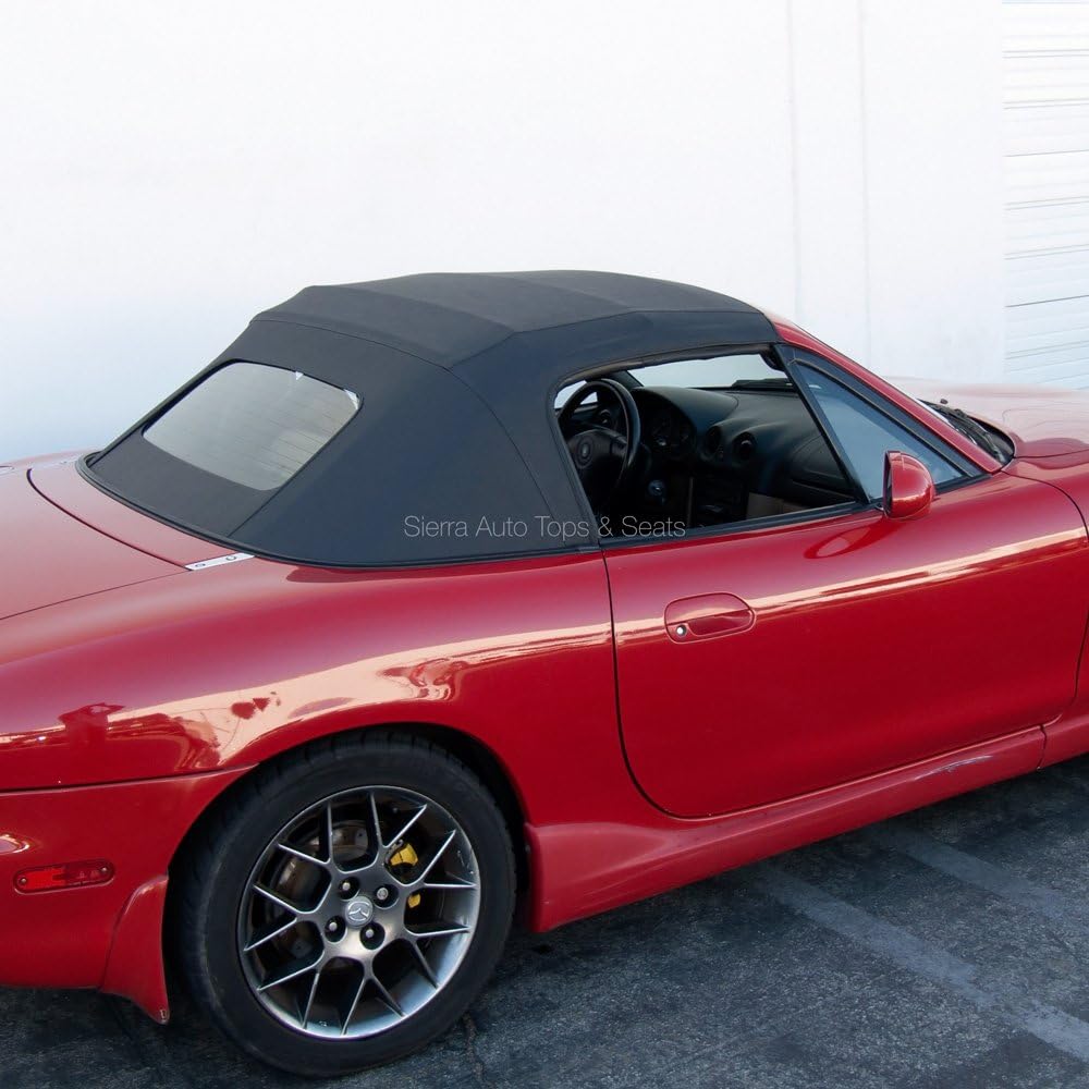 Sierra Auto Tops & Seats Convertible Top for 1990-2005 Mazda Miata MX5 - Black, Cabrio Vinyl - Non-Zippered Replacement with Heated Glass Window - Complete Soft Top in 2 Pieces - No Rain Rail
