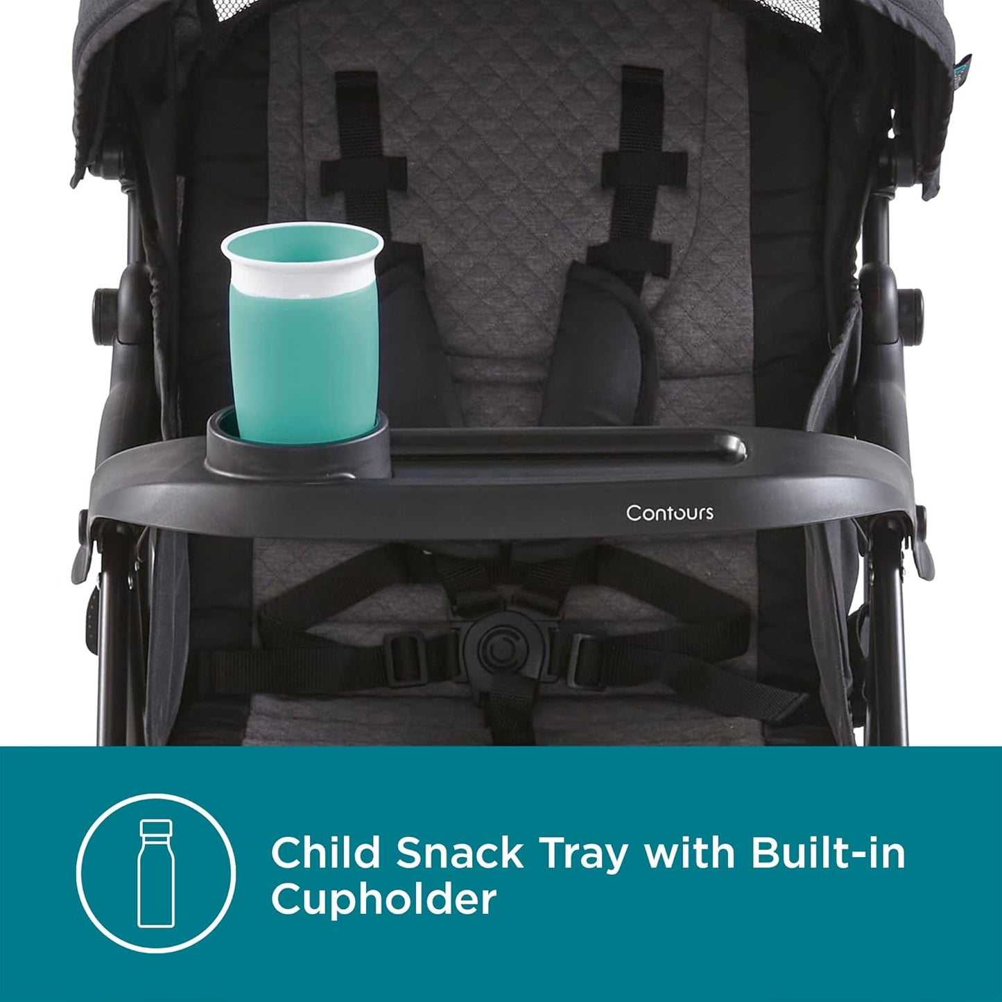 Contours Quick Elite Baby Stroller, Lightweight Compact Travel Stroller, Toddler Stroller, Infant Car Seat Compatibility, Multi-Position Seat Recline, Sun Canopy, 5-Point Safety Harness -Eclipse Black