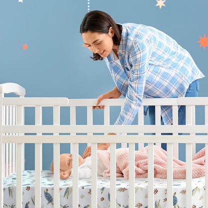 LifeTree Crib Sheets for Baby Unisex - Muslin Fitted Crib Sheets Toddler Bed Sheet, 70% Viscose from Bamboo and 30% Cotton, Fits Mini Crib & Pack and Play Playard, Bear, 26in x 38in