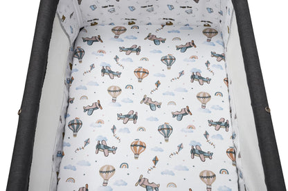 Bassinet Sheet Set 2 Pack Snug Fitted Bedside Sleeper Bassinet Sheets, Stretchy Ultra Soft, Unisex Boy Girl, Light Blue & Dinosaur
