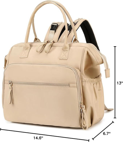 LORADI Large Diaper Bag Tote, 14 Pockets Stylish Baby Bag with Stroller Clips and 3 Insulated Pockets, Baby Shower Essentials