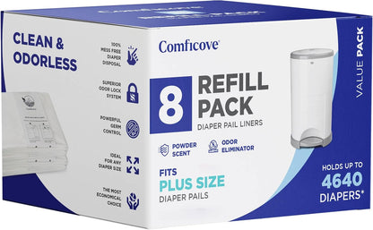 COMFICOVE Refills Compatible with DEKOR PLUS Diaper Pails | 4 Pack | Extra Thick Diaper Pail Refill Liners | Fresh Scent | Easy to Replace and Dispose of Diaper Bag | Odorless Baby Diapers Disposal