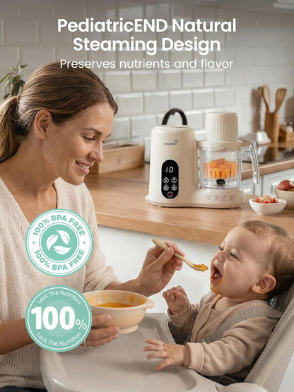 Grownsy Baby Food Maker with Dual-Layer Steam Basket | Baby Food Processor for Starting Solids & Babies 6+ Months | Steamer Blender & Puree Machine for Healthy Baby Food, BPA-Free,Black & Gold