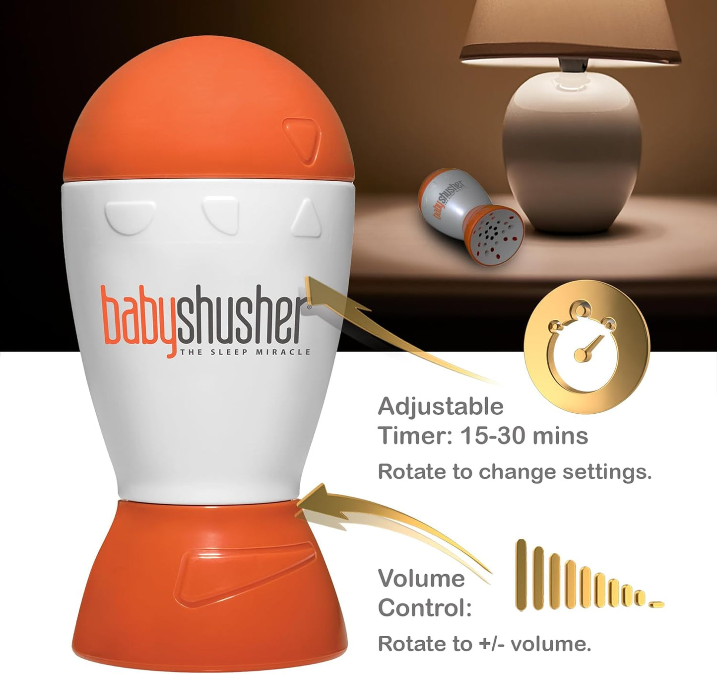 Baby Shusher Portable Sound Machine - Mom-Like 'Shh!' Sound for Baby, Sleeping Soother, Newborn Essentials for Crib, Battery Operated Hush, Travel Friendly, Shower & Registry Gift - 1 Count