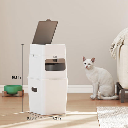 GKJ Cat Litter Box Waste Disposal System for Odor Control Cat Litter Trash Can | Includes 1 roll of 16 Easy Tear-Off Bags | Diaper Trash Can