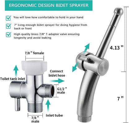 BARROCK Advanced Handheld Bidet Sprayer Set for Toilet, Bathroom Ergonomic Jet Bidet Spray Attachment Kit for Muslim Shower, Feminine Hygiene, Bathing Pets and Washing Baby Cloth Diaper, Matte Black
