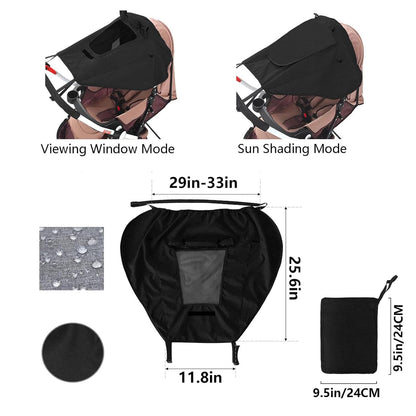 Baby Stroller Universal UPF 50+ Sun Protector Shade Blackout Cover Pushchair Shield Canopy Pram Rain Sunshade With See Through Extender Accessory Easy Installation