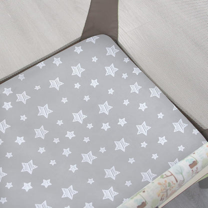 Pack and Play Sheets, 2 Pack Mini Crib Sheets, Stretchy Playard Fitted Sheet, Compatible with Graco Pack n Play, Soft and Breathable Material, Planet & Flower
