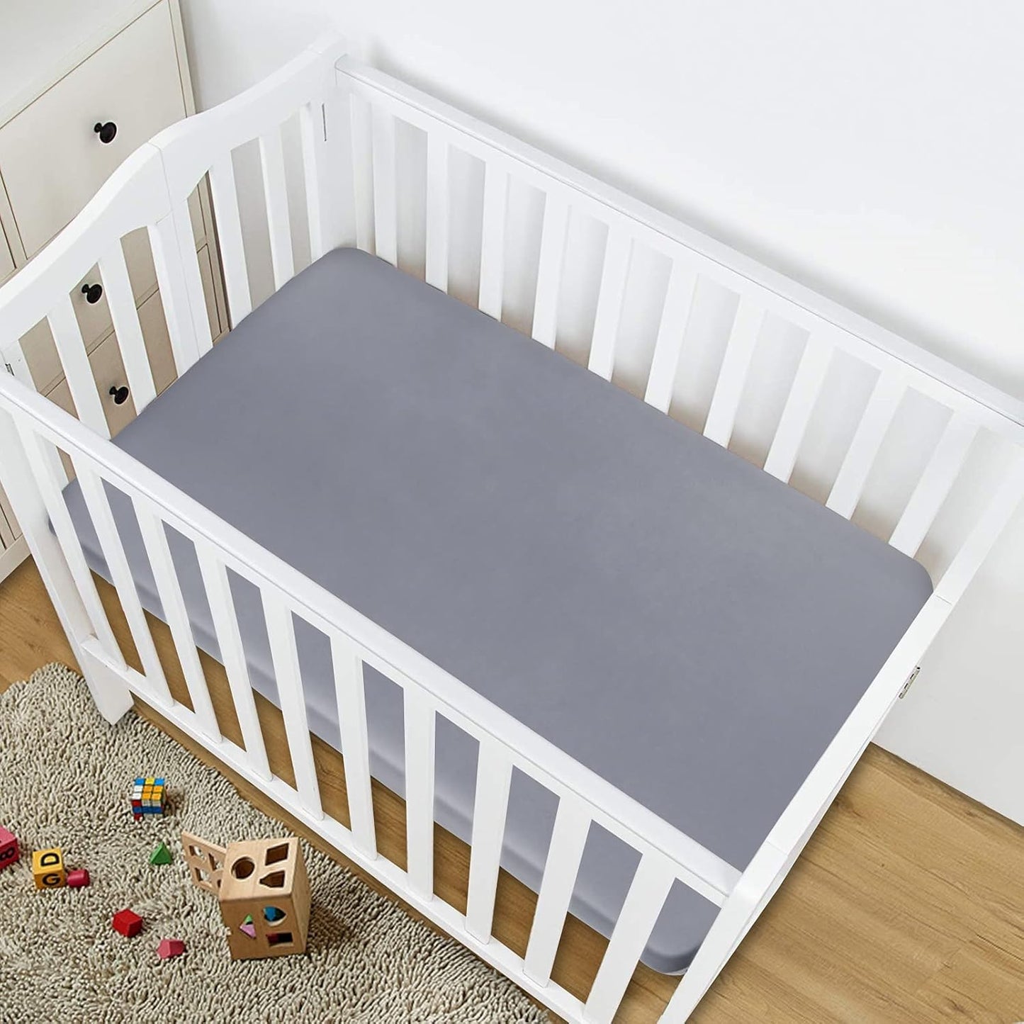 Bassinet Sheets for Baby Boy Girl, Satin Bedside Sleeper Sheets to Fit Mika Micky&Baby Delight&Dream On Me&Baby Joy Bassinet, Bassinet Sheet for Baby Hair (33"x20"x5") Silk Bassinet Sheets, Grey