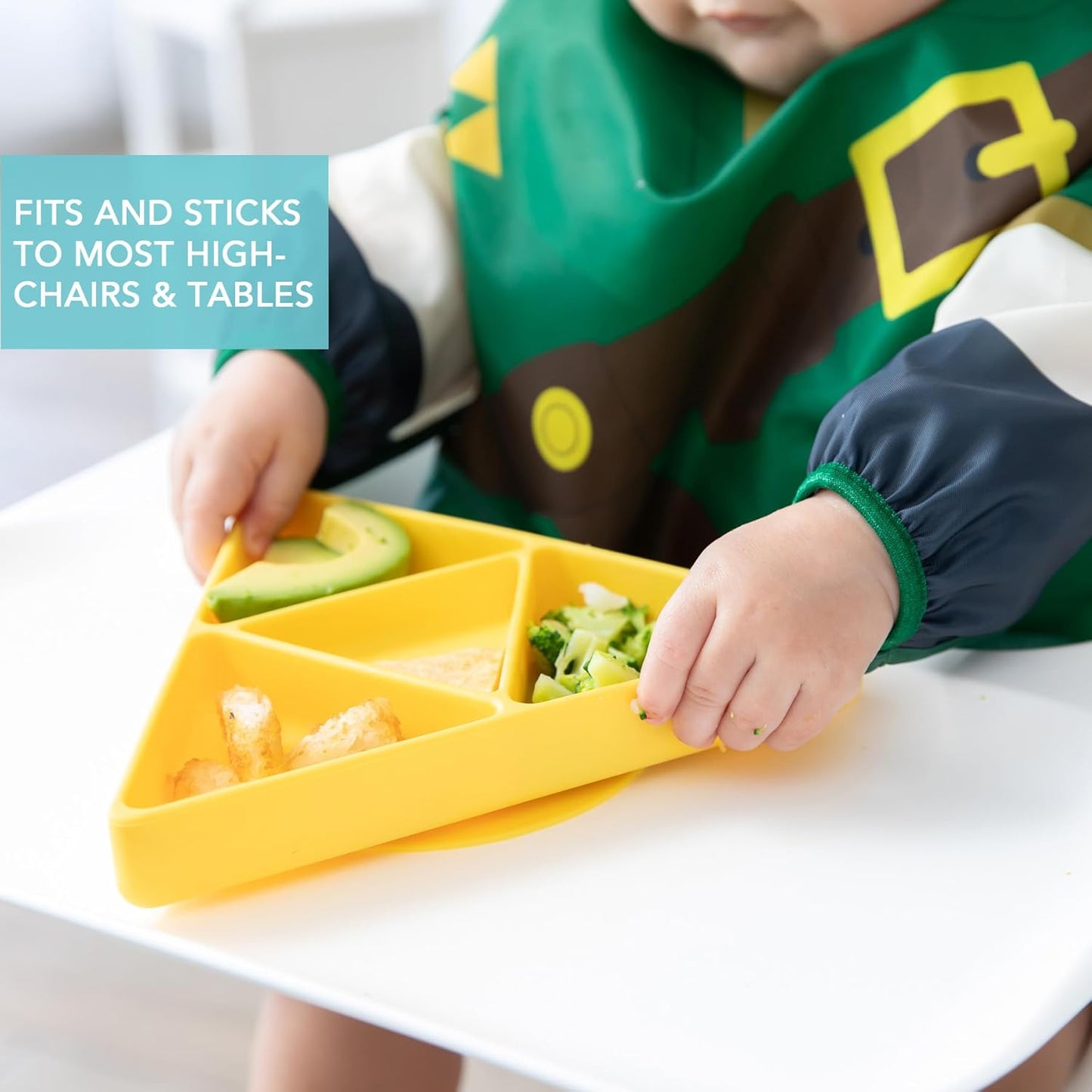 Bumkins Disney Toddler and Baby Suction Plate, Silicone Grip Dish, Baby Led Weaning, Kids Feeding Supplies, Non Skid Sticky Bottom, Platinum Silicone, for Children Ages 6 Months Up, Toy Story Alien