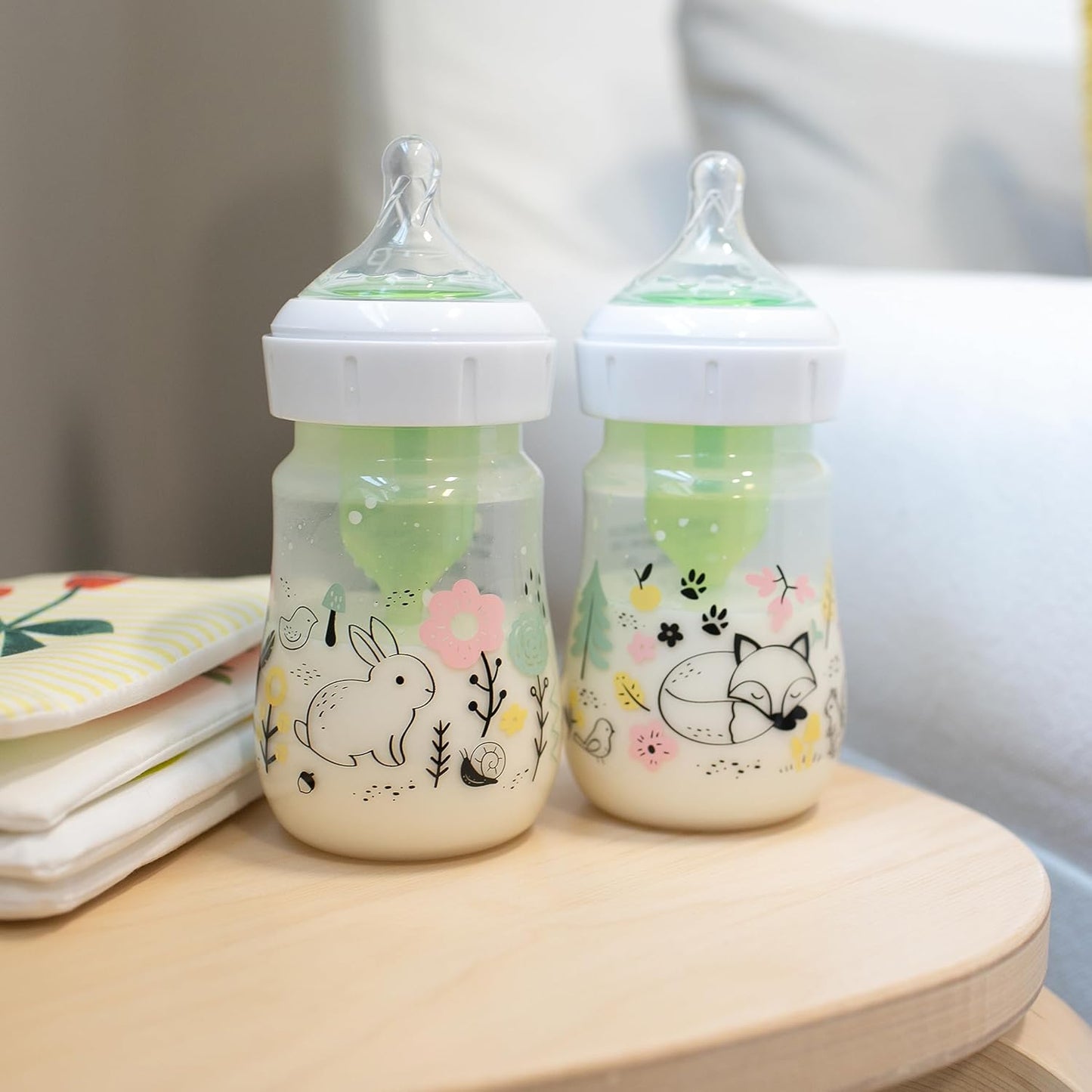 Dr. Brown's Anti-Colic Options + Wide-Neck Baby Bottle Designer Edition Dino Decos, 9oz/270mL, Level 1 Slow Flow Nipple, BPA-Free, 0m+, 2-Pack