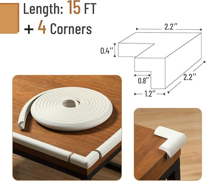 Mr. Pen- Furniture Corner & Edge Safety Bumpers, 15ft Edge & 4 Corners, Baby Proof Corners and Edges, Baby Proofing Corner Guards, Baby Corner Protector Guards, Edge Protector for Baby