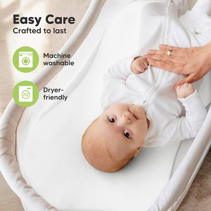 2-Pack Organic Bassinet Sheets for Girls, Boys - 100% Cotton Bassinet Mattress Sheets Compatible with Halo Bassinest Swivel Sleeper, Graco, Baby Delight, Chicco, Unisex Fitted Bassinet Sheets (Elly)