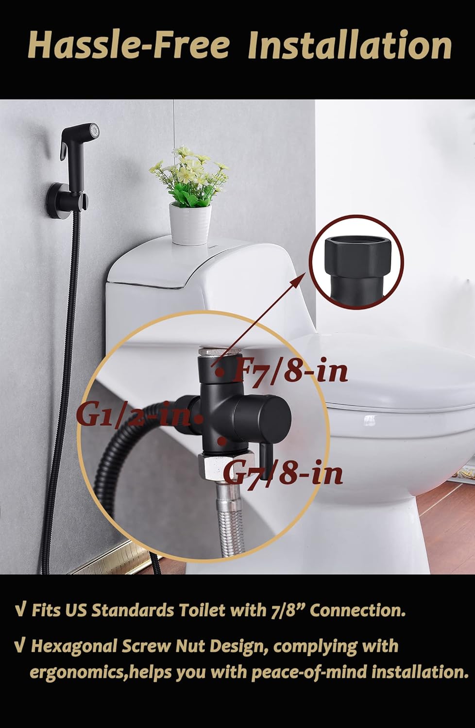 Handheld Bidet Sprayer for Toilet, Muslim Shower Bidet Attachment for Toilet, Cloth Diaper Toilet Sprayer, Jet Spray for Toilet with Bidet Hose for Feminine Wash (Chrome)