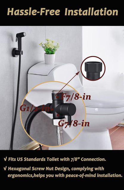 Handheld Bidet Sprayer for Toilet, Muslim Shower Bidet Attachment for Toilet, Cloth Diaper Toilet Sprayer, Jet Spray for Toilet with Bidet Hose for Feminine Wash (Chrome)