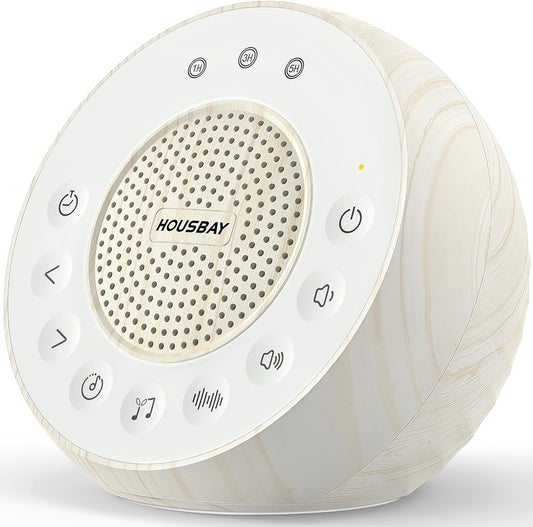 Housbay White Noise Machine with 31 Soothing Sounds, 5W Loud Stereo Sound, Auto-Off Timer, Adjustable Volume, Sleep Sound Machine for Baby, Kid, Adult -Wood Grain