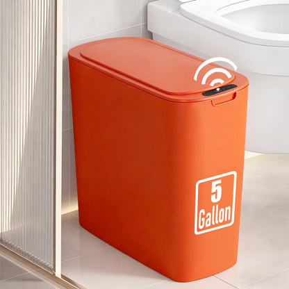 TIPGO 5 Gallon Motion Senor Bathroom Trash Can with Lid, Automatic Garbage Can Touchless, Smart Plastic Waste Basket for Narrow Spaces, Bathroom, Office, Bedroom, Living Room (White)