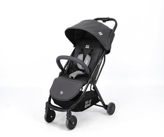 HiBud Baby Stroller, Lightweight Compact Stroller with One-Hand Auto Folding, 5-Point Harness, Adjustable Footrest, Multi-Position Recline, Carry Strap, Supports up to 40 lbs (Grey)