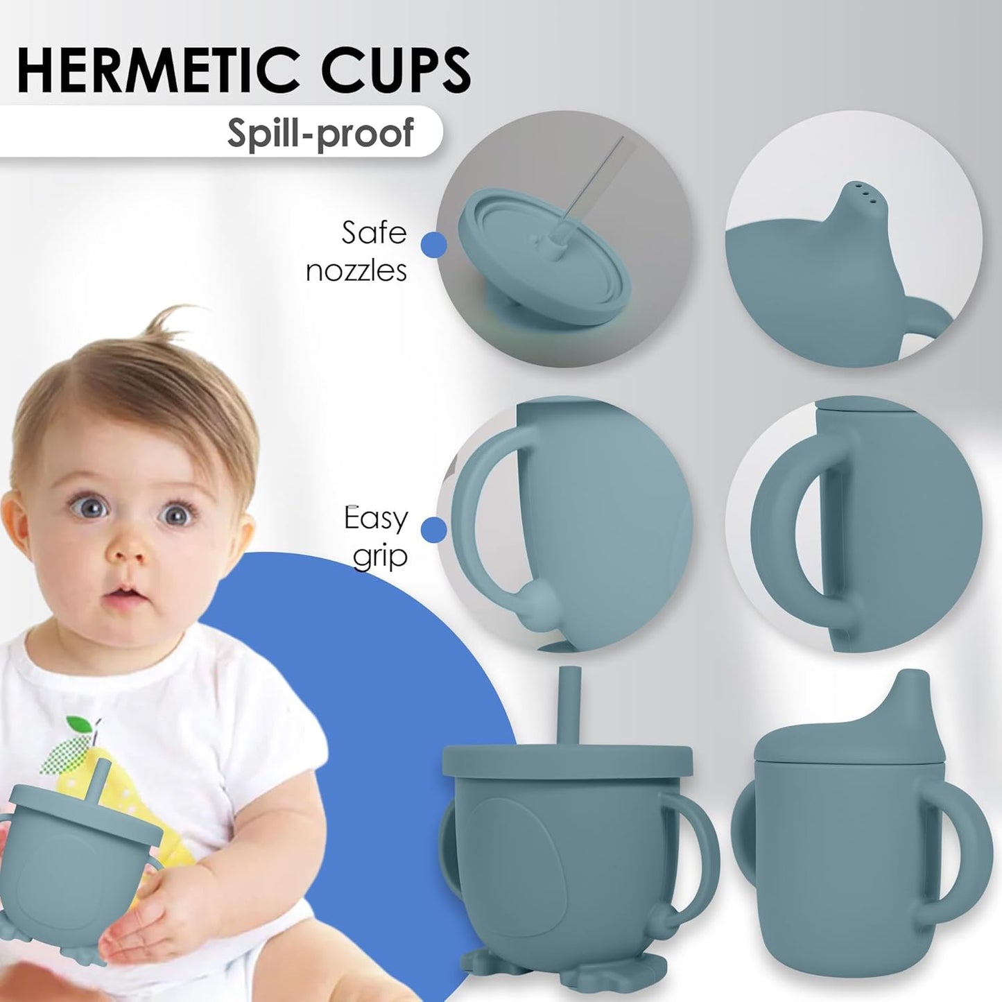 Bluet B- Silicone Baby Feeding Set with Pacifier - Baby Led Weaning Supplies - Baby Spoons, Suction Bowl - Plate - Baby Utensils Set - Silicone Feeding Set for Baby First Foods - 11pcs - Purple