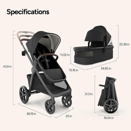 Mompush Ultimate2 Baby Stroller, Premium Convertible Full-Size Stroller for Toddler, Reversible Seat with One Hand Recline Adjustment, Car Seat Adapter Included