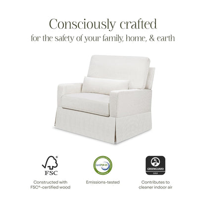 Namesake Crawford Pillowback Chair and a Half Comfort Swivel Glider in Tan Gingham, Greenguard Gold & CertiPUR-US Certified