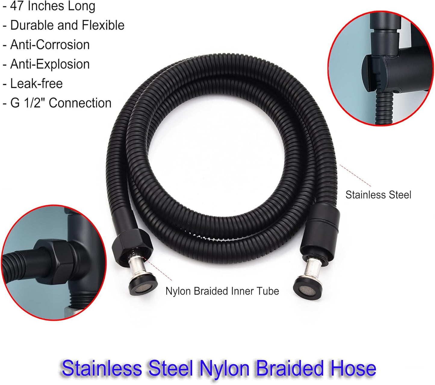 Matte Black Senhozi Toilet Bidet Sprayer, Sprayer Attachment with Stainless Steel Hose for Personal Hygiene, Handheld Toilet Sprayer for Baby Cloth Diaper and Bathroom Spray for Pet Shower Baby Shower