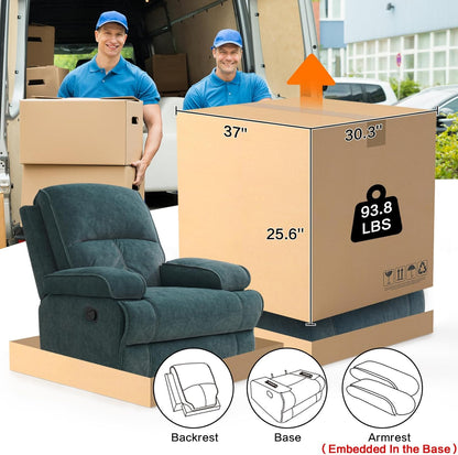Swivel Rocker Recliner Chair for Adults, High Back Fabric Recliner with Deep Seat, Manual Glider for Living Room & Nursery, Grey