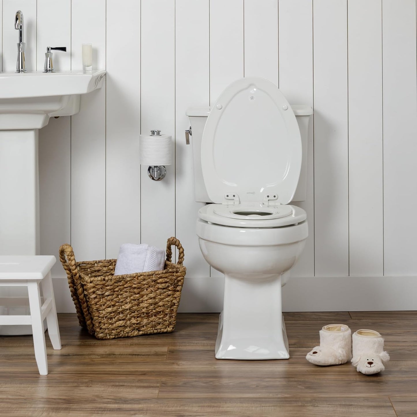 Mayfair NextStep Slow-Close Toilet Seat with Built-In Toddler Potty Training Seat, Removable, White, Round