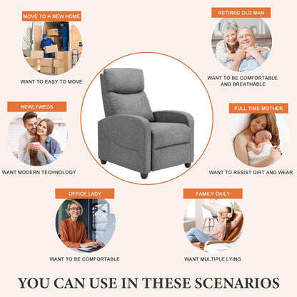 Sweetcrispy Recliner Chair, 360 Swivel Rocker Chair for Adults, Glider Rocker Recliners, Nursery Chairs for Living Room, High Back, Upholstered Deep Seat, Classical Brown