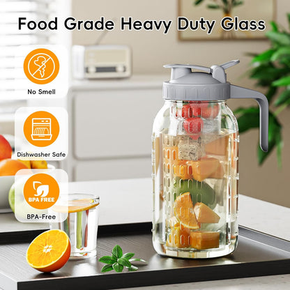 OneDream Breast Milk Pitcher 32oz Glass Pitcher with Lid, Formula Pitcher Leakproof Drip-Free Spout, Wide Mouth Mason Jar Pitcher for Easy Pouring, Dishwasher Safe Breastmilk Storage Pitcher