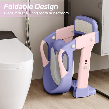 Snugzy Toddler Potty Training Seat 3-in-1 Foldable Potty Training Toilet with Step Stool Adjustable Potty Chair with Urinals (Grey)