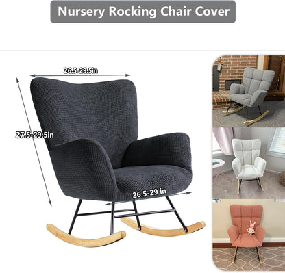 Nursery Rocking Chair Cover,1 Piece Glider Chairs Cover Slipcovers,Soft with Elastic Bottom Spandex Jacquard Small Checks,Furniture Protector Washable