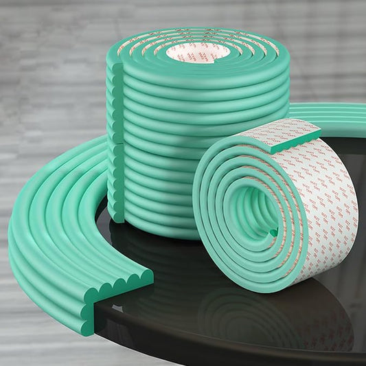 Edge Protector for Baby Proofing, Corner Protector Baby, Desk Edge Cushion, Extra-Wide Soft Foam Padding Self Adhesive Furniture Corner Guard Bumper for Table, Fireplace 16.4ft Light Green