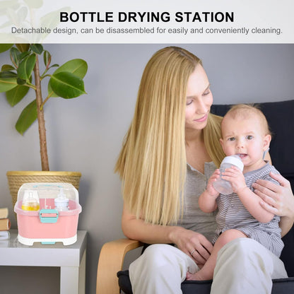 Kisangel Baby Bottle Drying Rack High Capacity Bottle Dryer with Detachable Hollow Drain Net and Pacifier Holders Compact Organizer for Kitchen Countertop Storage
